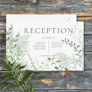 Rustic Fern Green Foliage White Wedding Reception Enclosure Card