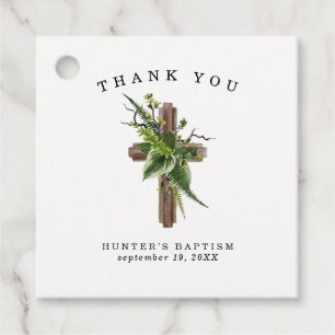Rustic Fern Greenery Baptism Favour Tag