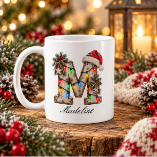 Rustic Festive Christmas Monogram Letter M Coffee Mug