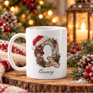 Rustic Festive Christmas Monogram Letter Q Coffee Mug