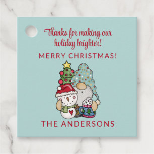 Rustic Festive Gnome Merry Christmas Party Favour Tags
