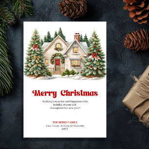 Rustic festive home warm Christmas scene greeting Holiday Card