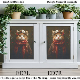 Rustic Festive Kitten, Coat & Scarf ED7L Decoupage Tissue Paper