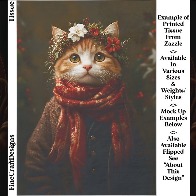 Rustic Festive Kitten, Coat & Scarf ED7R Decoupage Tissue Paper (Creator Uploaded)