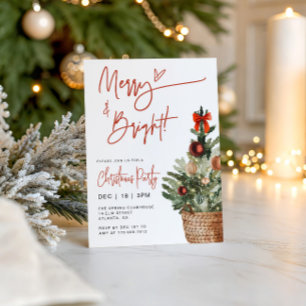 Rustic Festive Merry and Bright Christmas Party Invitation