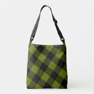 Rustic Field Green & Black Buffalo Plaid Pattern Crossbody Bag