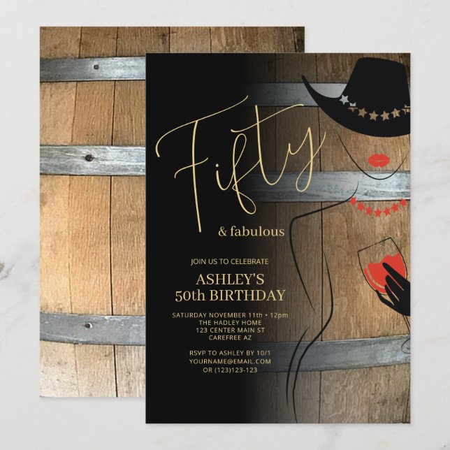 Rustic Fifty Fabulous 50th Birthday Invitation (Front/Back)