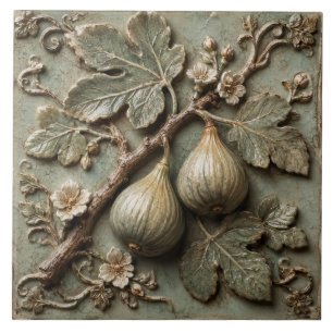 Rustic Fig Orchard Botanical Faux Relief Tile