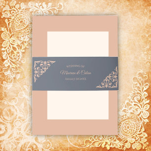 Rustic Filigree Wedding Invitation Belly Band