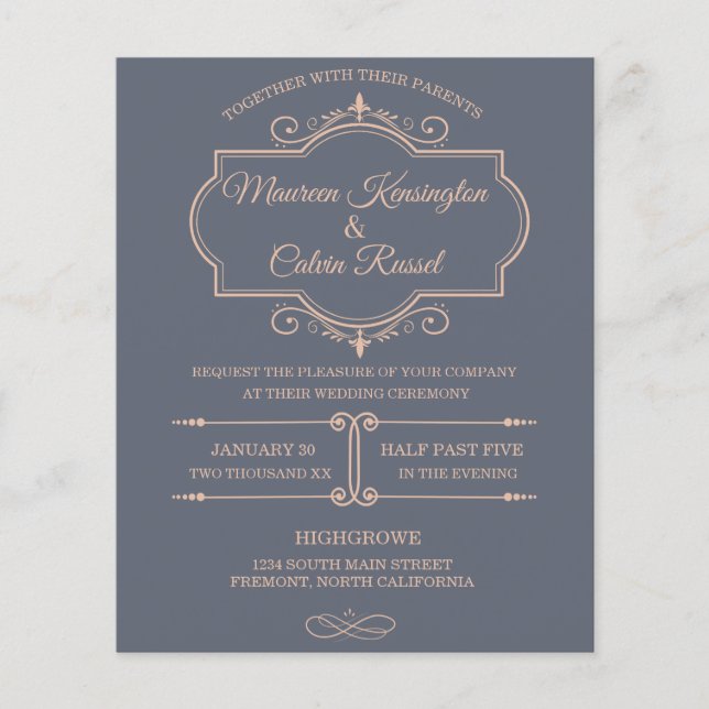 Rustic Filigree, Wedding Invitation Flyer (Front)
