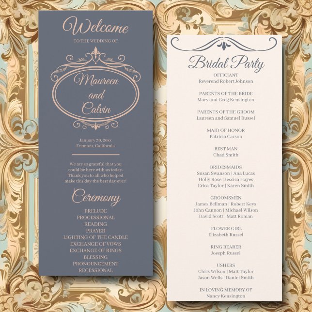 Rustic Filigree Wedding Program Menu (Creator Uploaded)