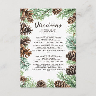 Rustic Fir Branches Pine Cone Wedding Details Enclosure Card