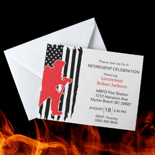 Rustic Firefighter Retirement Party Invitation