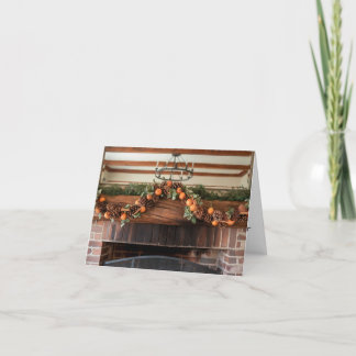 Rustic Fireplace Holiday Card - Cosy Hearth Winter