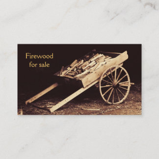 rustic firewood wagon - firewood for sale business card