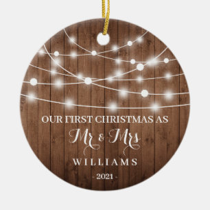 Rustic First Christmas as Mr & Mrs Ornament