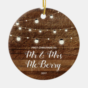 Rustic First Christmas as Mr & Mrs Ornament Gift