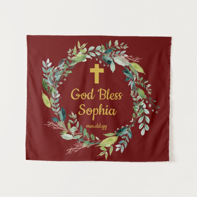 Rustic First Communion Backdrop Decorations Gold Tapestry (Front (Horizontal))