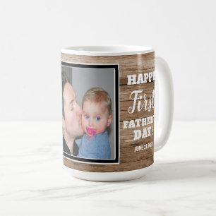 Rustic First Father's Day Best Dad Ever Photo Coffee Mug