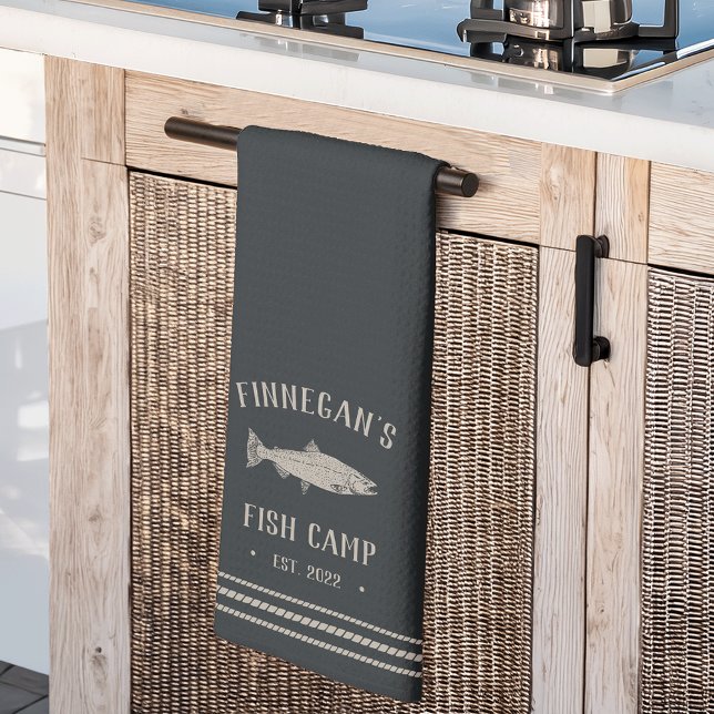 Rustic Fish Camp Personalised Tea Towel (Creator Uploaded)