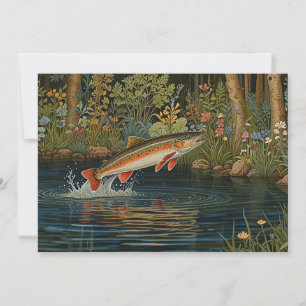 Rustic fish fishing fly fishing invitation