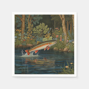 Rustic fish fishing fly fishing napkin
