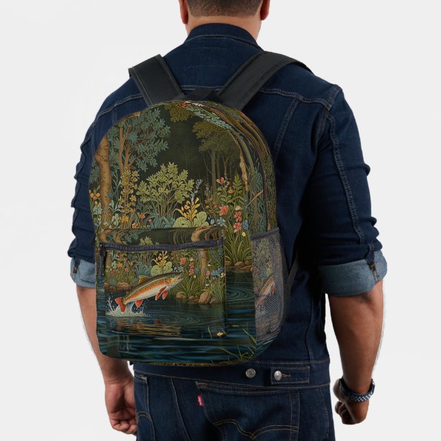 Rustic fish fishing fly fishing printed backpack (Insitu (Model))