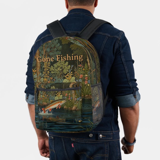 Rustic fish fishing fly fishing printed backpack (Insitu (Model))