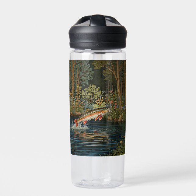 Rustic fish fishing fly fishing water bottle (Front)