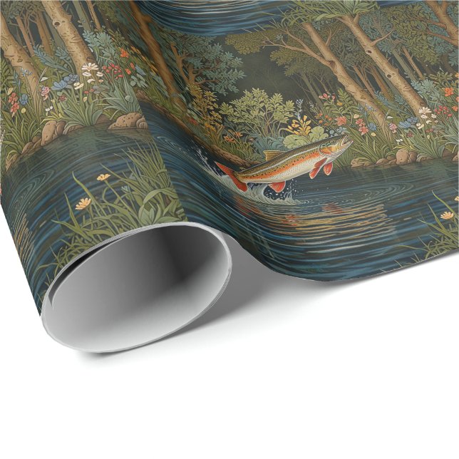 Rustic fish fishing fly fishing wrapping paper (Roll Corner)