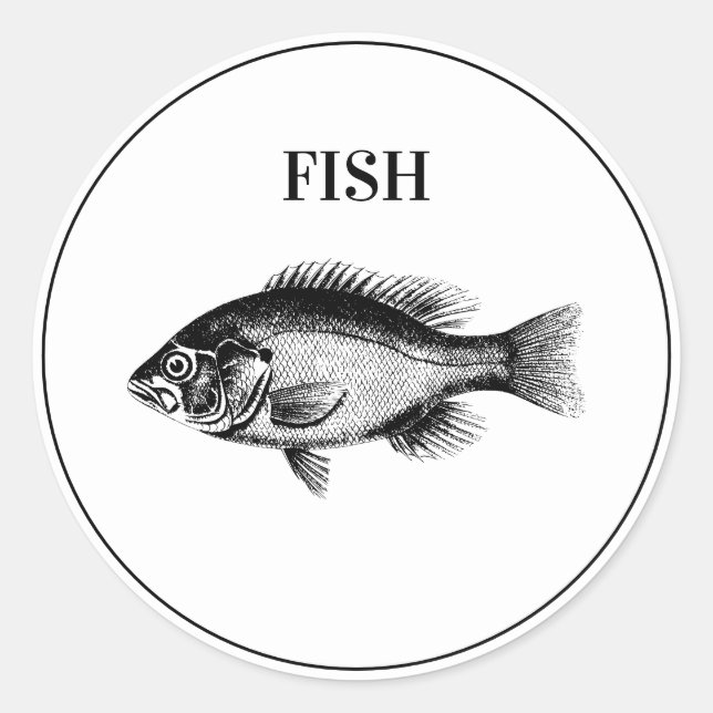 Rustic Fish Wedding Meal Choice Classic Round Sticker (Front)