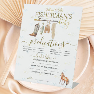 Rustic Fisherman Derby Baby Shower Predictions  Pedestal Sign
