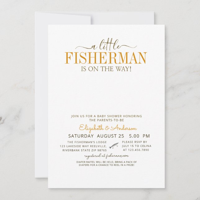 Rustic Fisherman Is On The Way Baby Shower Invitation (Front)