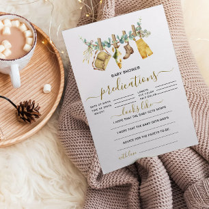Rustic Fishing Baby Shower Predictions Card