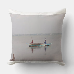 "Rustic Fishing Boat Scene" Cushion