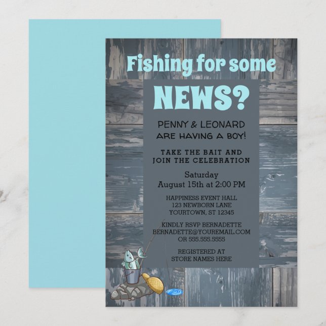 Rustic Fishing Boy Baby Couples Shower Invitation (Front/Back)