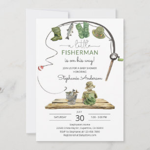 Rustic Fishing Lure Baby Shower Invitation