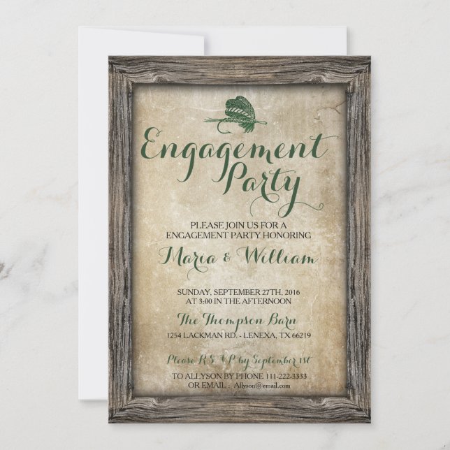 Rustic Fishing Lure Engagement Party Invitation (Front)