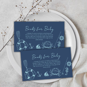 Rustic Fishing Nautical Boy Books For Baby Shower  Enclosure Card