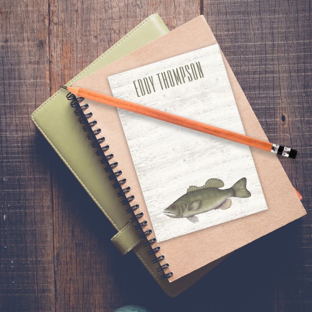 Rustic Fishing Personalised Sticky Notes (Fishing Fish Custom Post It Notes.)