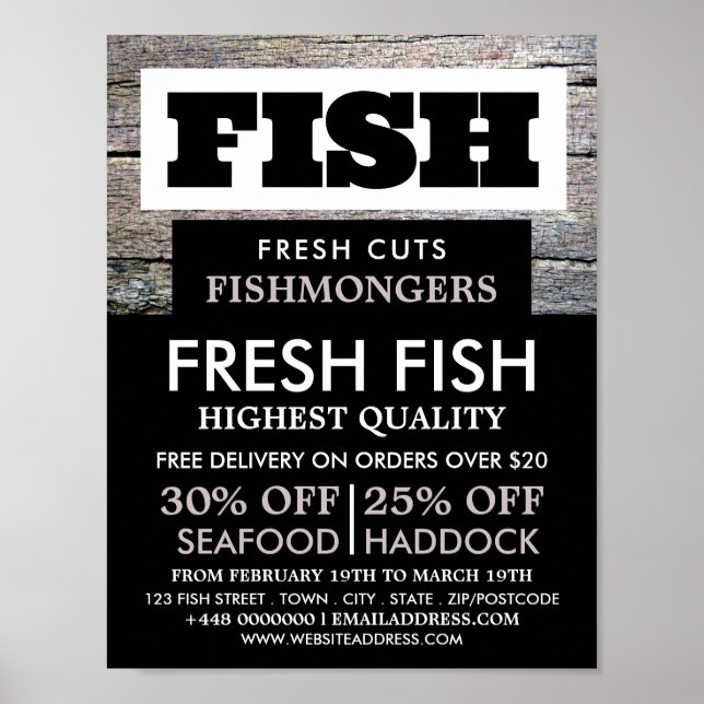 Rustic Fishmonger/Wife, Fish Market Advertising Poster (Front)