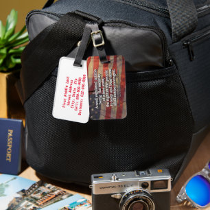 Rustic Flag Photo Second Amendment US Constitution Luggage Tag