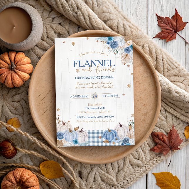Rustic Flannel and Friends Thanksgiving Party Invitation (Creator Uploaded)