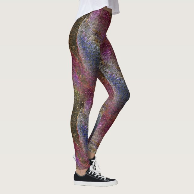 Rustic flashy melted splashes of colourful glass leggings (Right)