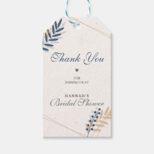 Rustic Flora Navy Blue Bridal Shower Thank You Gift Tags