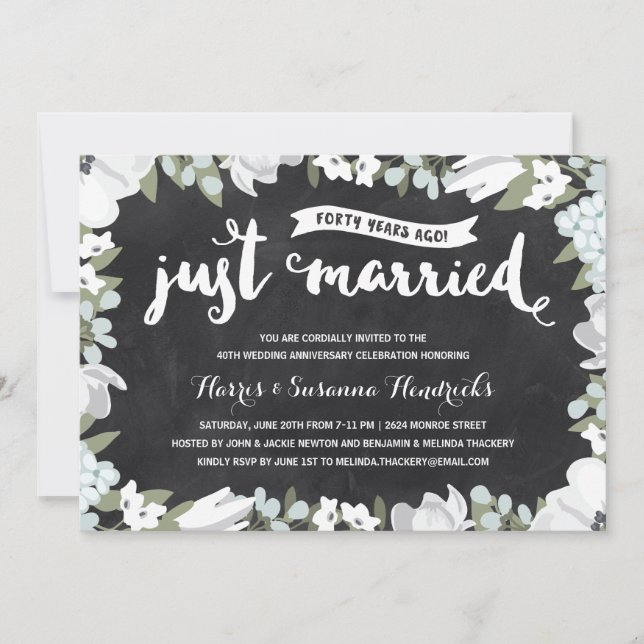 Rustic Floral | 40th Wedding Anniversary Invitation (Front)