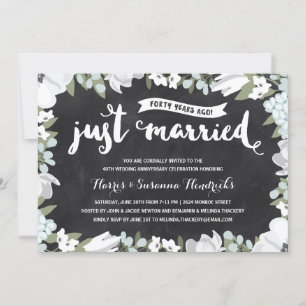 Rustic Floral 40th Wedding Anniversary Invitation