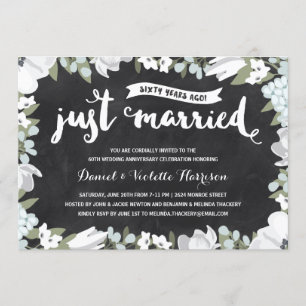 Rustic Floral   60th Wedding Anniversary Invitation