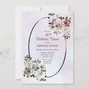 Rustic Floral 90th Birthday Dinner Invitation