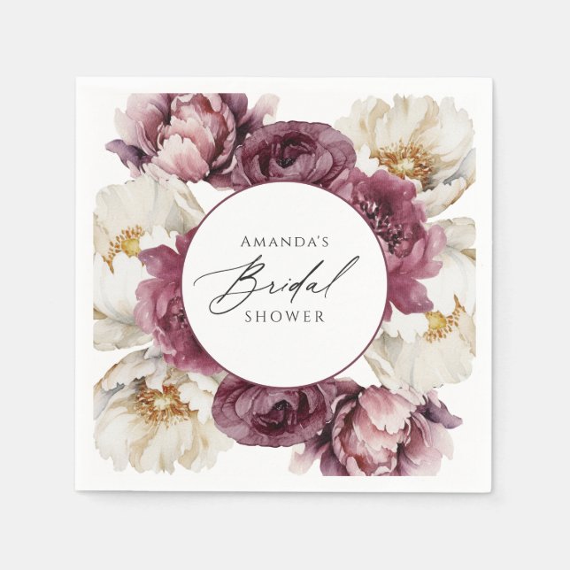 Rustic Floral Abundance Bridal Shower Napkin (Front)